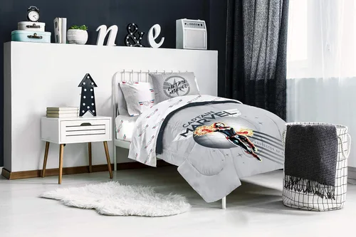 Vista 7 de Jay Franco Captain Marvel Cool Energy - Juego de cama individual, color gris