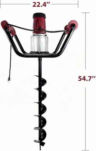 Vista 6 de Excavadora eléctrica del agujero del poste de 1500W con los pedazos del reverso, 2×6" y 2×4" Rojo