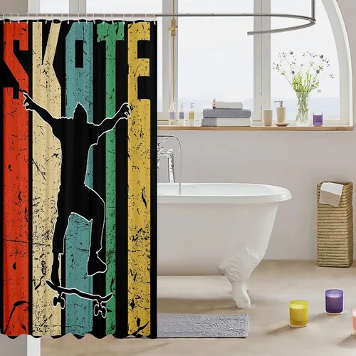 Vista 105 de Feelyou Cortina de ducha con diseño de gato para decoración de baño, bonita cortina de baño para puestos de bañeras, accesorios de baño divertidos