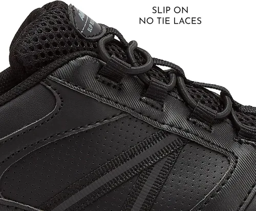 Vista 3 de Avia Focus - Zapatos antideslizantes negros para mujer, zapatos cómodos para el trabajo, enfermería, restaurantes y caminatas, Negro