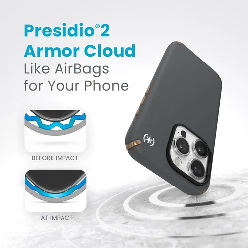 Vista 4 de Speck Funda para iPhone 15 Pro – Diseñada para MagSafe, protección contra caídas, resistente a los arañazos, suave al tacto, funda de teléfono