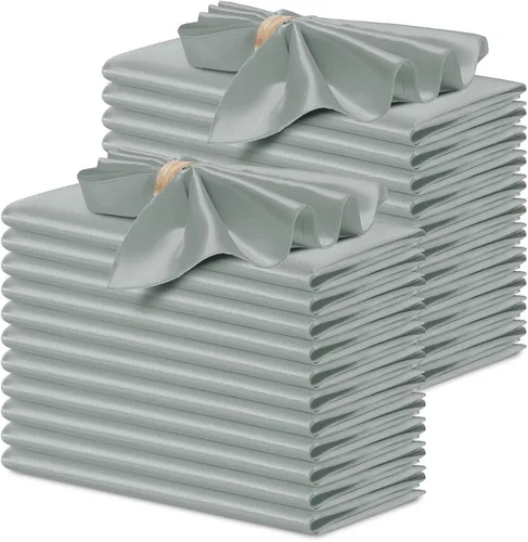 Vista 12 de P Pothuiny 12 servilletas de satén de color beige sedoso de 17 x 17 pulgadas, servilletas cuadradas lisas de tela de satén, servilletas de mesa