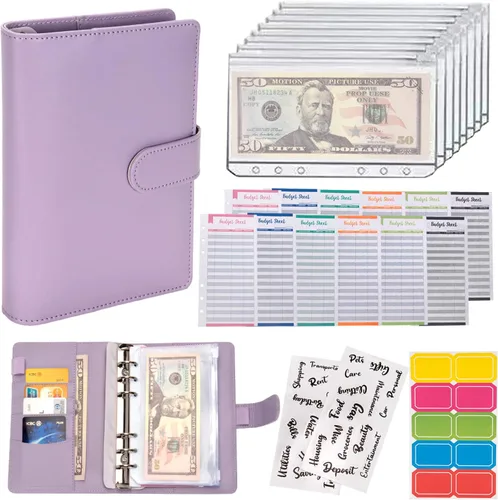 Vista 16 de NICOOTH Carpeta de Presupuesto con Sobres de Efectivo A6 Carpeta para Ahorrar Dinero con Sobres con Cremallera (A6 Verde)