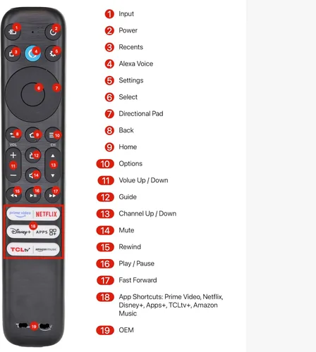 Vista 4 de RC813 / CMB1 - Control remoto de voz para TCL Amazon TV