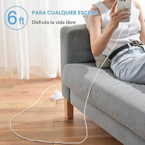 Vista 7 de Cargador de carga rápida para iPhone 17, 16, 15, paquete de 2+2 cargadores de pared USB C de 20 W con cable de carga rápida de 6 pies compatible