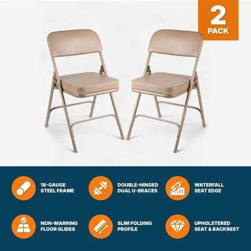 Vista 7 de OEF Furnishings Serie OEF3200 Sillas plegables de vinilo de alta calidad, resistentes, de grado industrial, asiento ultra acolchado de 2 pulgadas