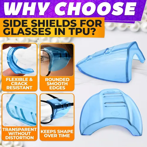 Vista 3 de BURIUS Protectores laterales de seguridad para lentes con clip – Se ajustan al 98% de las gafas Protecciones ligeras de laboratorio