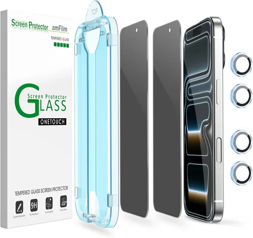 Vista 15 de amFilm Protector de pantalla OneTouch Privacy para iPhone Air 17 de 6.5'' + Protector de lente de cámara Instalación con alineación automática