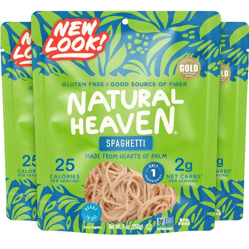 Vista 10 de Natural Heaven Fideos espagueti, corazones de palma, naturalmente ricos en potasio, pasta vegetariana baja en calorías, Keto y alimentos sin gluten