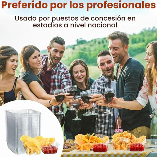 Vista 5 de Vesici 100 Piezas Bandejas de Nachos Desechables de 12oz de 2 Compartimentos Bandeja de Comida y Aperitivos Suministros para Puesto de Concesión