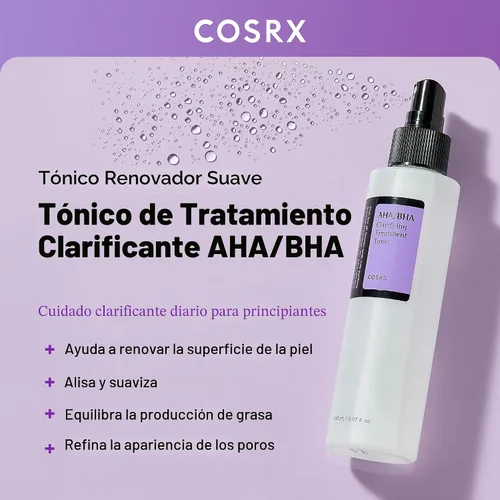 Vista 2 de COSRX AHA/BHA Toner de Tratamiento 5.07 fl.oz/ 150ml, Spray Exfoliante Facial para Puntos Blancos, Poros y Piel Desigual, Tónico Coreano, No Testado