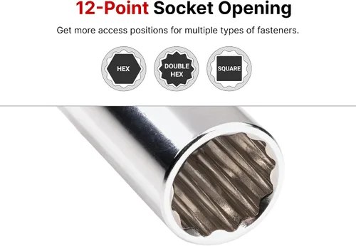 Vista 4 de TEKTON Unidad de 3/8 pulgadas x 1 pulgada de enchufe semiprofundo de 12 puntos SHD14225
