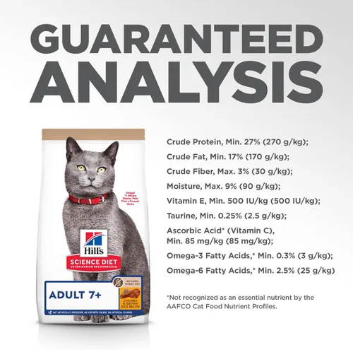Vista 11 de Hill's Science Diet Adult 7+, Senior Adult 7+ Premium Nutrition, alimento seco para gatos, sin maíz, trigo, soja, pollo y arroz integral, bolsa de 7