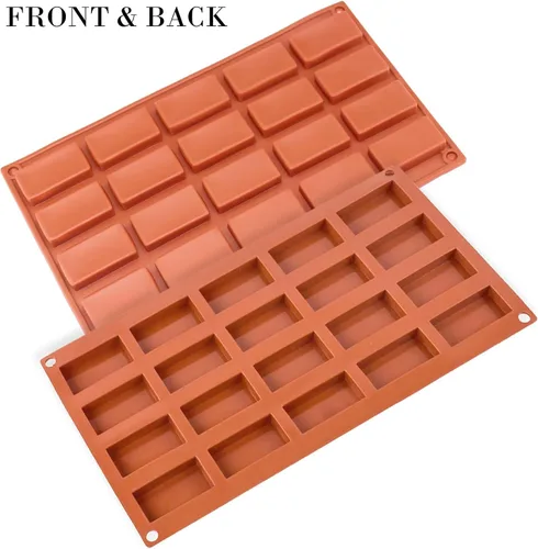 Vista 4 de FUNSHOWCASE Molde rectangular de silicona para barra de caramelo de chocolate, 20 cavidades, molde rectangular para tartas de jabón 20 cavidades por
