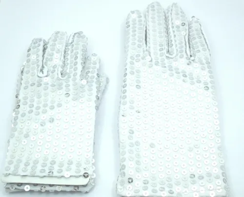 Vista 4 de Yabber Guantes de lentejuelas para niños disfraz de MJ S 65 pulgadas de largo - 25 pulgadas de ancho que se estira algunos Vístete Baile
