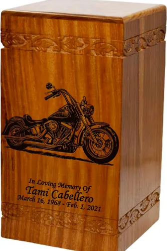 Vista 5 de Urna de cremación de madera, urna funeraria humana de gran tamaño con personalización (mariposas)