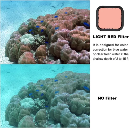 Vista 5 de GEPULY Paquete de 3 filtros de buceo (rojo, rojo claro, magenta) para GoPro Hero 5 6 7 Black Hero (2018) Super Suit Housing - Corrección