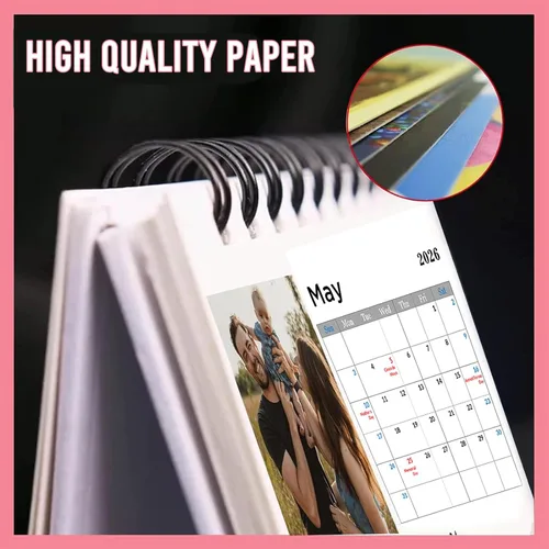 Vista 4 de Calendario de escritorio personalizado 2026 con tu foto, calendario mensual de 13 imágenes, regalo de bricolaje para la escuela, oficina, uso