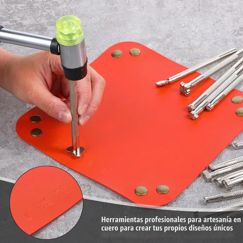 Vista 6 de Juego de herramientas de estampado de cuero de 21 piezas Kit de grabado