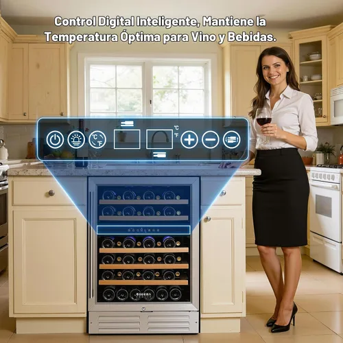 Vista 9 de BODEGA 24 Inch Wine Fridge, 46 Bottle, 41–72°F, Dual-Zone Temp Control.