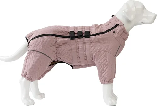 Vista 29 de Abrigo cálido para perros de doble capa, chaleco para perros, 4 patas cubiertas, resistente al viento, impermeable, reflectante, gris XS - L