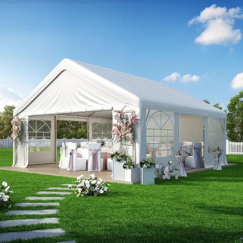 Vista 13 de GARTOO Carpa para Fiestas y Cochera de 13' x 26' - Cenador Resistente para Bodas al Aire Libre con 4 Bolsas de Arena, Toldo de Refugio para Eventos