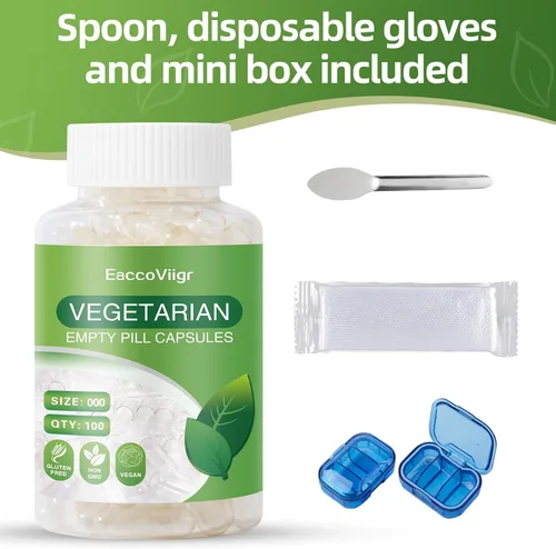 Vista 2 de Tamaño 000 cápsulas vacías – 100 cápsulas vacías transparentes de píldoras tamaño 000 con kit de llenado de cápsulas, cápsula vegetariana vegana