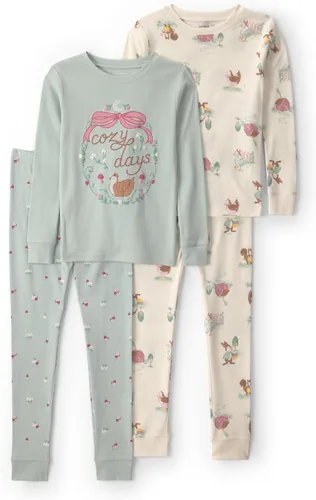 Vista 25 de Carter's Conjunto de pijama de algodón ajustado de 4 piezas para niña Pollo Country Green
