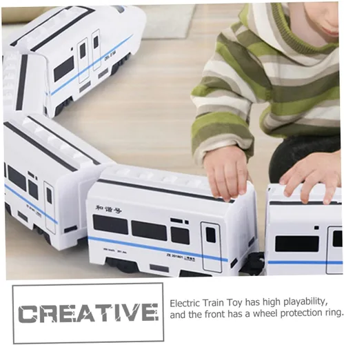 Vista 7 de Tren eléctrico para edades Locomotora educativa de alta velocidad con pistas a presión, material plástico, diversión y vástago interactivo para niños