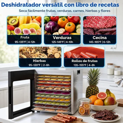 Vista 4 de OSTBA Deshidratador de alimentos con 12 bandejas, secadora de 850 W