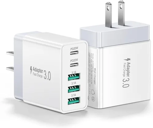 Vista 9 de Cargador de pared 3.0 de carga rápida, bloque de cargador USB de 4 puertos, adaptador de corriente iSeekerKit Multi USB, enchufe de caja de carga