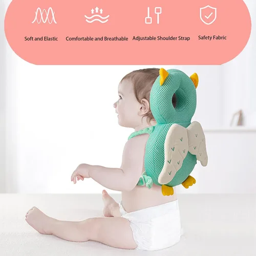 Vista 4 de Protector de cabeza para andador de bebé, ajustable, mochila de protección para la cabeza del bebé, almohadilla de seguridad (ángel) Protector