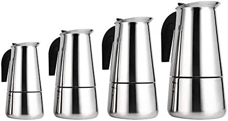 Vista 7 de Cafetera italiana de acero inoxidable, máquina de café espreeso para estufa, máquina de espreeso y olla para estufa de gas o cerámica eléctrica
