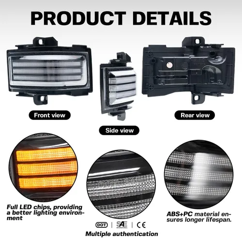 Vista 6 de Lámpara LED de Marcador de Espejo Lateral para Ford F150 F250 F350 F450 F550 2018-2022 2023 2024 2025 Super Duty Switchback Luz de Conducción