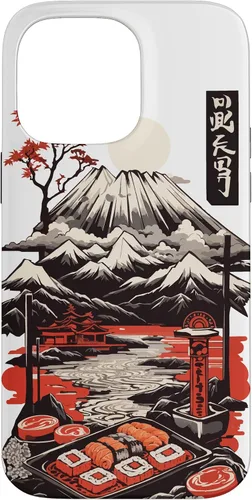 Vista 21 de Aesthetic Sushi Design Vintage Colour Woodcut Ukiyo-E Style Case for iPhone 16