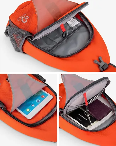 Vista 129 de Waterfly - Mochila cruzada tipo bandolera para viajes y caminatas, bolsa de pecho, Gris, talla única