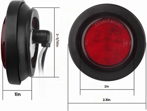 Vista 3 de 10 piezas de luces LED de 2 pulgadas redondas, luces de marcador lateral y de despegue de remolque redondas de 2 pulgadas, 4 luces LED selladas