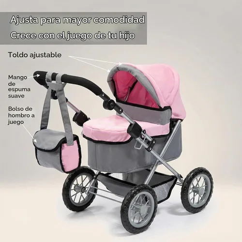 Vista 4 de Anano Cochecito de muñeca de bebé, organizador de viaje para bebé, juguete de juguete para niñas, accesorios de muñecas de bebé, regalos