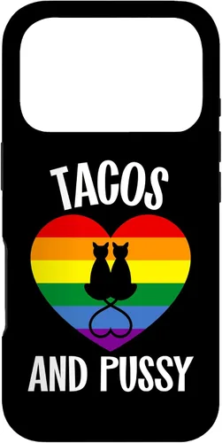 Vista 29 de Funda Queer para iPhone 14 Pro Max Lesbian Pride Stuff Tacos y Pussy Cats