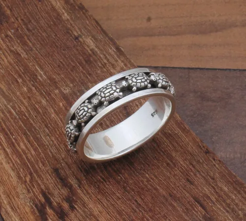 Vista 16 de Boho Spinner Ring, Mothers Day Gift, Silver 925 Women Ring, Sterling Silver 925 Ring, Fidget Spinner Ring,Women Silver Anxiety Ring