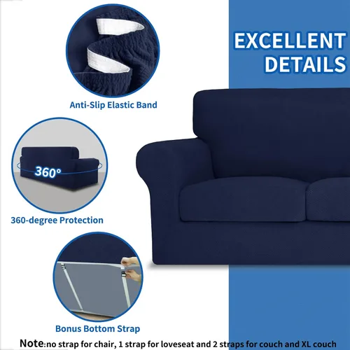 Vista 17 de MAXIJIN 2 piezas de fundas para silla con brazos, funda para silla de sofá para sala de estar, funda elástica para perros para una silla con 1 cojín