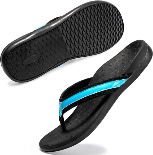 Vista 9 de LLSOARSS - Sandalias con soporte para el arco para pies con fascitis plantar, las mejores chanclas ortopédicas para pies planos o dolor en el talón
