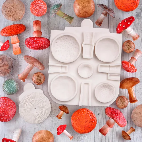 Vista 6 de Molde de hongos para chocolate, hongos ginkgo biloba, moldes de silicona para hongos Porcini Veiner Fondant, molde para hornear para decoración