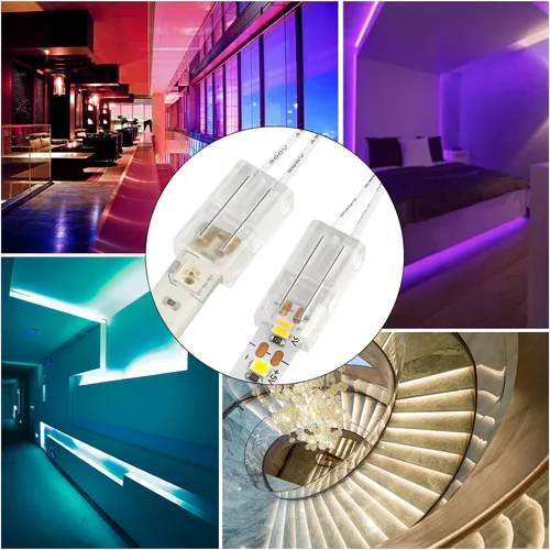Vista 8 de RGBZONE Kit de Conectores de Tira LED de 2 Pines, 5 Conectores de Tira a Cable de 8mm y Cable de Extensión de 10m para Tiras de Luces LED de un Solo