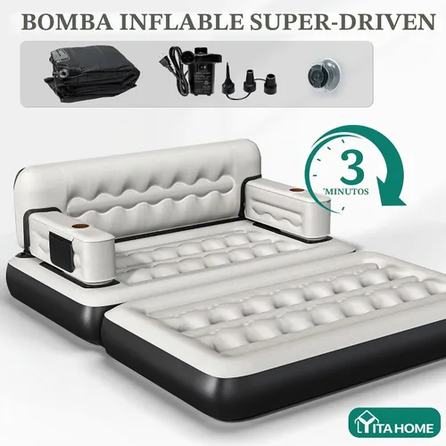 Vista 7 de YITAHOME Queen - Colchón vertical acanalado para sofá cama, gris