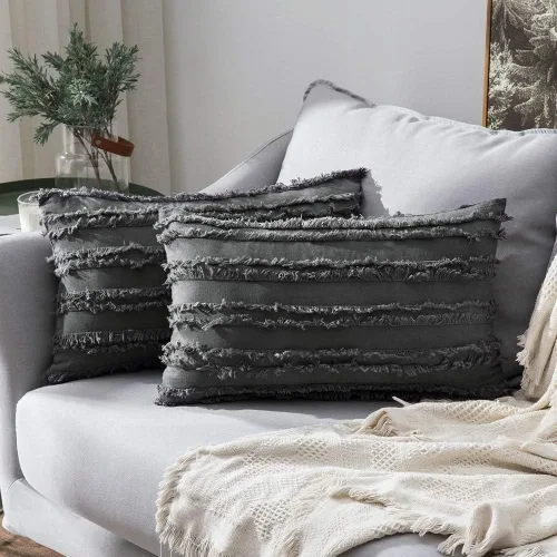 Vista 27 de MIULEE - Juego de 2 fundas de cojín decorativas de lino estilo bohemio, con patrón jacquard a rayas, para sofá, sillón, sala de estar y habitación