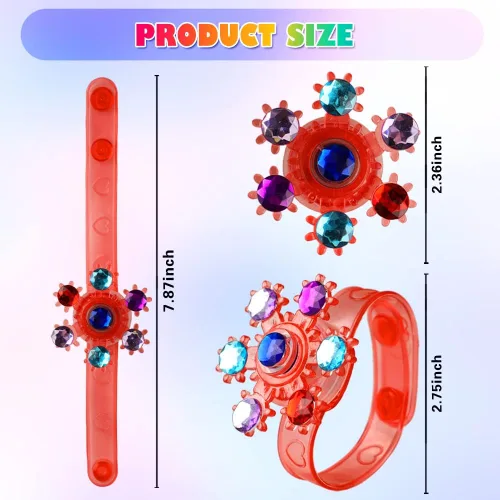 Vista 6 de Paquete de 32 pulseras Fidget Spinner con luz LED, que brillan en la oscuridad, recuerdos de fiesta para niños de 4 a 8 a 12 años, juguetes de caja