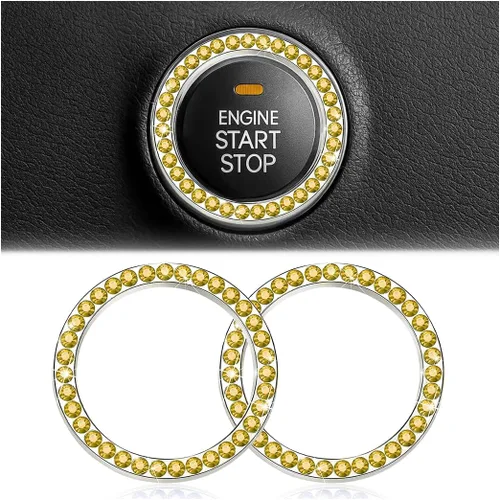 Vista 20 de Calcomanías de anillo de arranque de motor con diamantes de imitación de cristal, paquete de 2 unidades, cubierta / calcomanías para botón de Doble