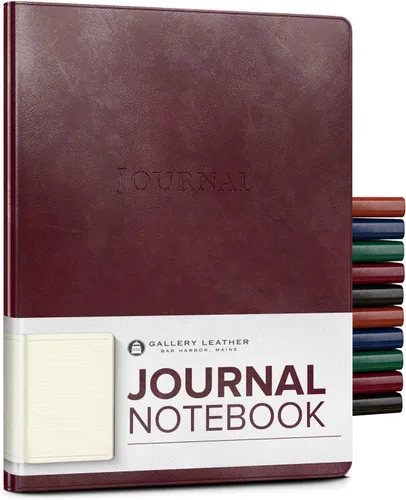 Vista 21 de Diario de cuero Gallery Leather - Elaborado en Maine, EE. UU. - Elegante cuaderno de escritura de cuero con 192 páginas rayadas - Un espacio