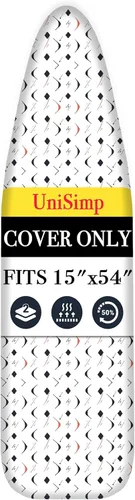 Vista 25 de UniSimp Funda y almohadilla para tabla de planchar de 15 x 54 pulgadas, algodón natural extra grueso, acolchado resistente a las manchas y a